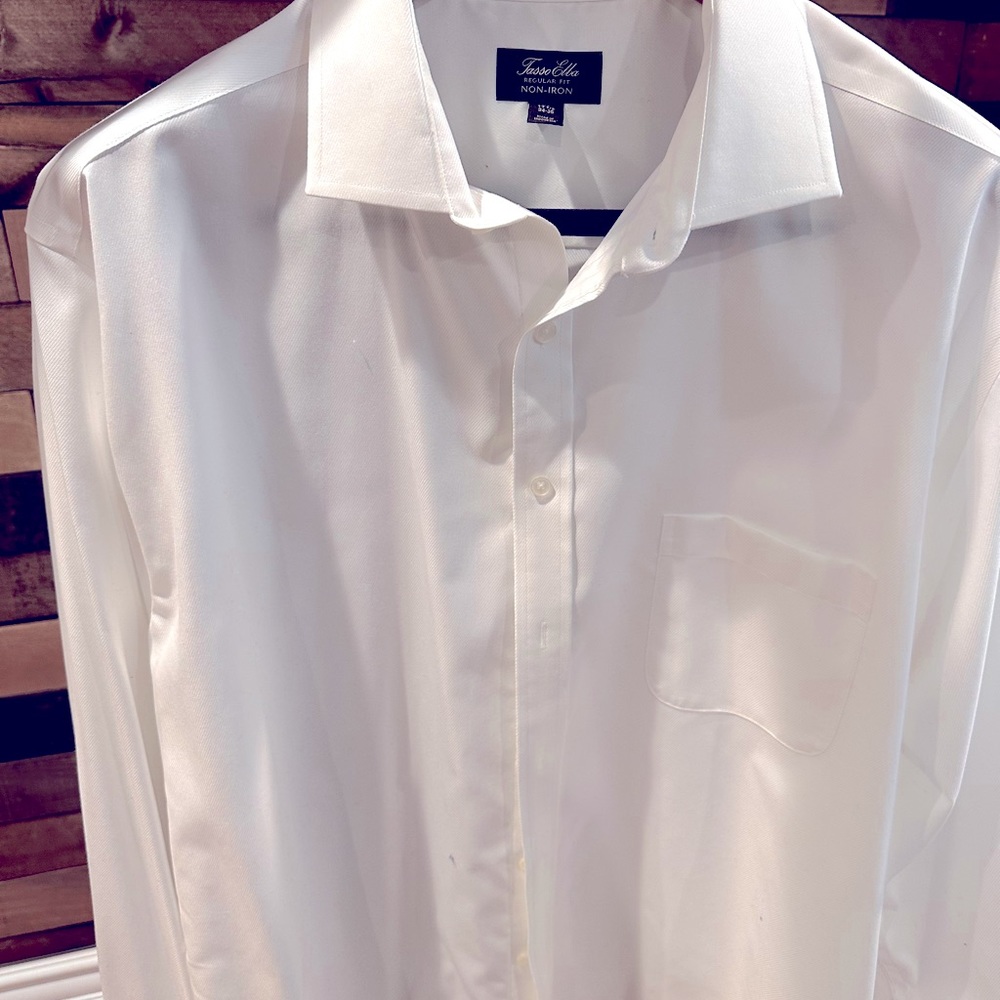 Tasso Elba 17.5 34/35 Men’s White French Cuff Dress Shirt